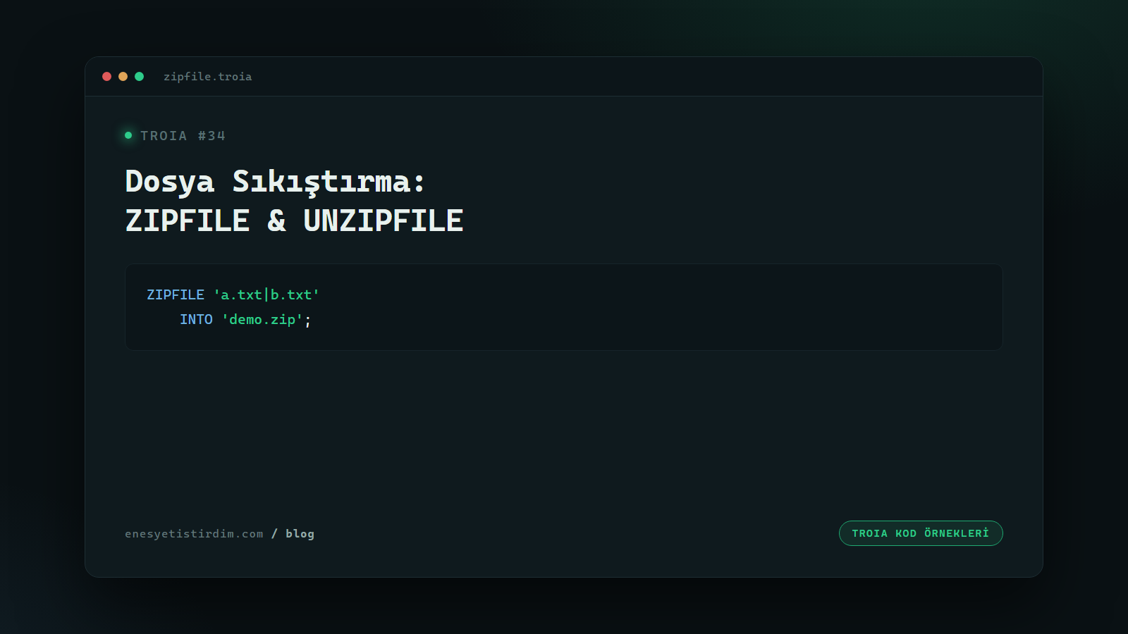TROIA'da Dosya Sıkıştırma: ZIPFILE ve UNZIPFILE