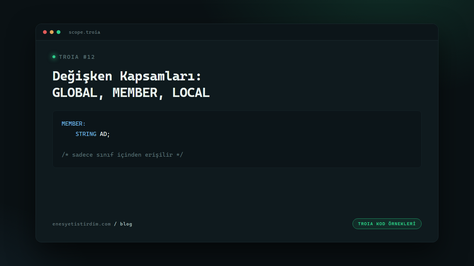 TROIA'da Değişken Kapsamları: GLOBAL, MEMBER, LOCAL ve OBJECT Farkı