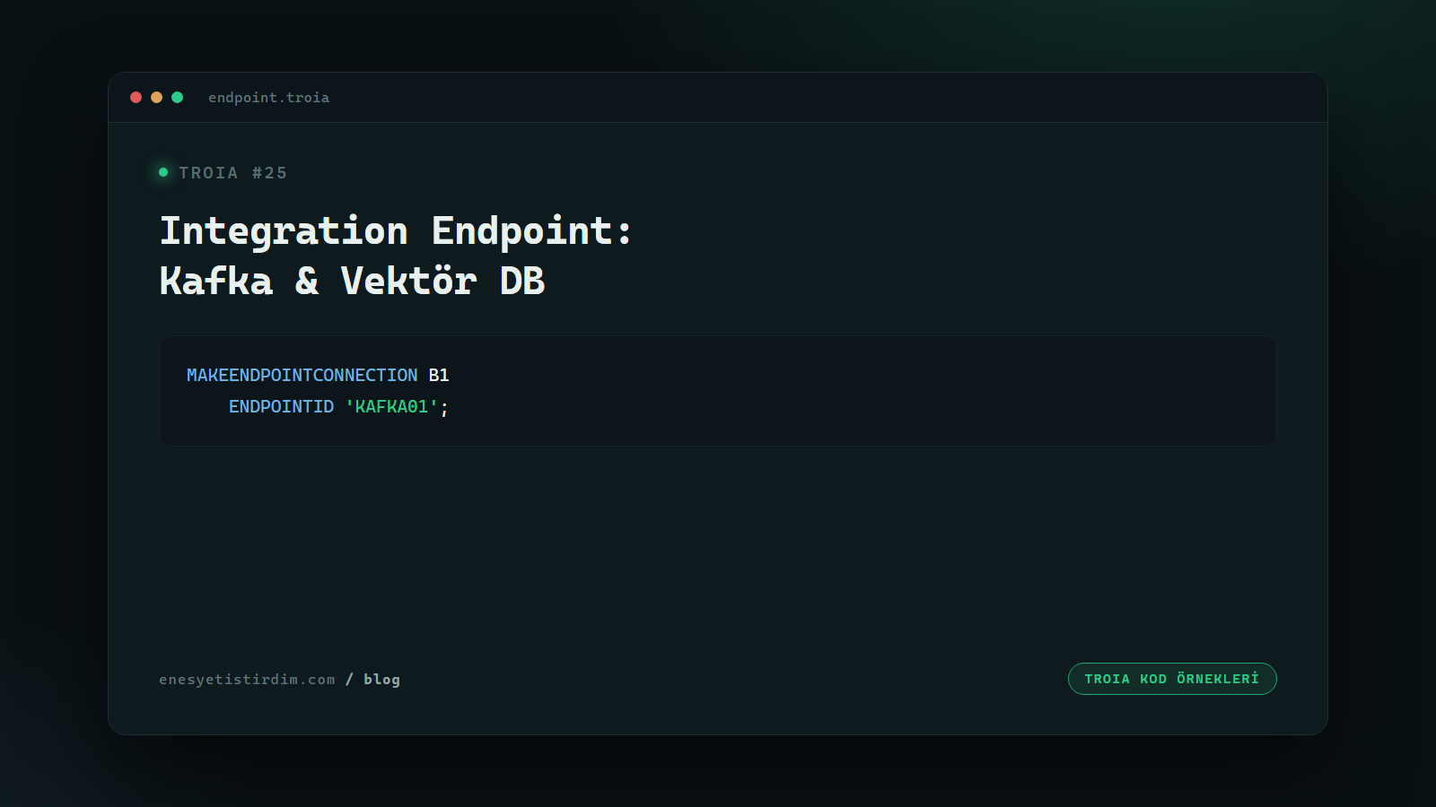 TROIA'da Integration Endpoint: Kafka, RabbitMQ ve Vektör Veritabanlarına Bağlanmak