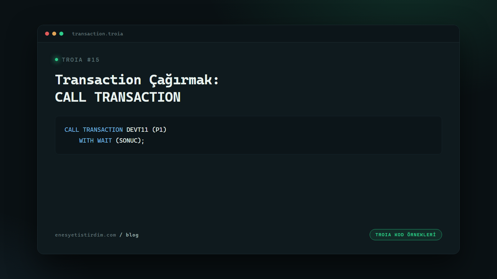 TROIA'da Transaction Çağırmak: CALL TRANSACTION, WITH WAIT ve INSERVER