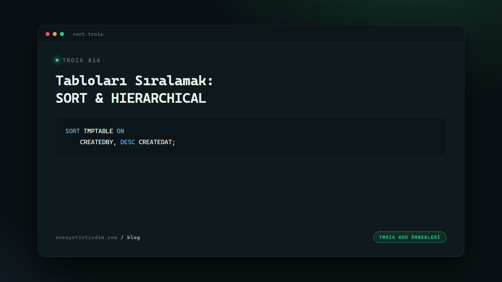 TROIA'da Tabloları Sıralamak: SORT ve SORT HIERARCHICAL
